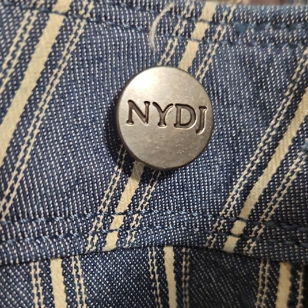 NYDJ Blue and White Striped Wide-Leg Chinos - Picture 3 of 8